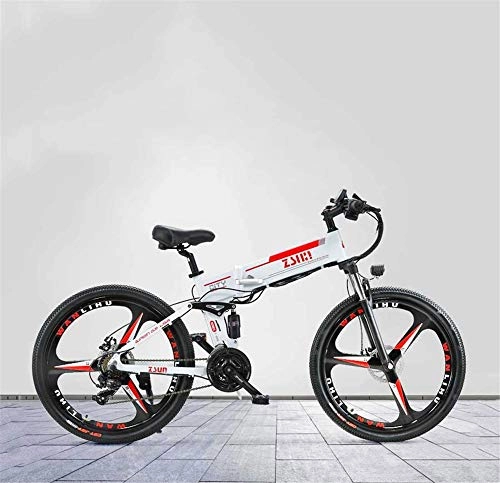 Electric Bike : Electric Bike Electric Mountain Bike 26 Inch Adult Foldable Electric Mountain Bike, 48V Lithium Battery, With Oil Brake Aluminum Alloy Electric Bicycle, 21 Speed for the jungle trails, the snow, the b