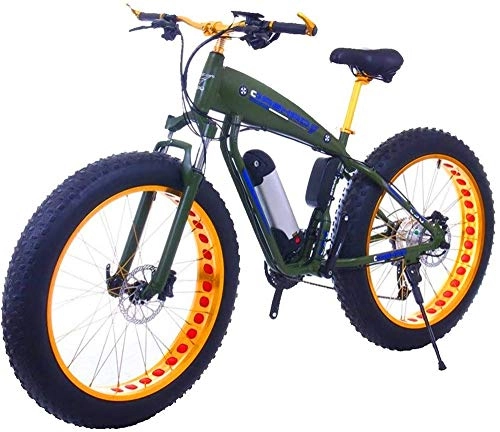 Electric Bike : Electric Bike Electric Mountain Bike 26 Inch Fat Tire Electric Bike 48V 400W Snow Electric Bicycle 27 Speed Mountain Electric Bikes Lithium Battery Disc Brake (Color : 10Ah, Size : ArmyGreen) for the