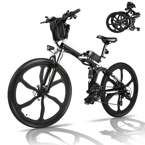 Electric Bike : Electric Bike Electric Mountain Bike, 26 Inch Folding E-bike With Removable 36V / 8AH Lithium Battery, 250W Stable Brushless Motor, Professional 21-Speed Gears, City Bike For Women And Men (Black)