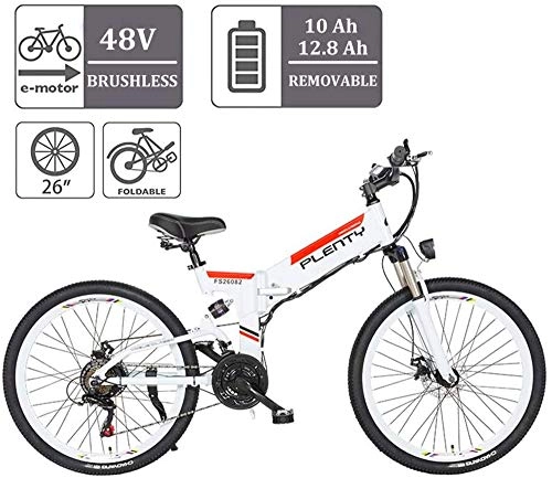 Electric Bike : Electric Bike Electric Mountain Bike 26inch Folding Electric Bike With 48V 12.8Ah Removable Lithium-Ion Battery Ebike Three Riding Mode 350W Motor And E-ABS Double Disc Brake Electric Bicycle for the