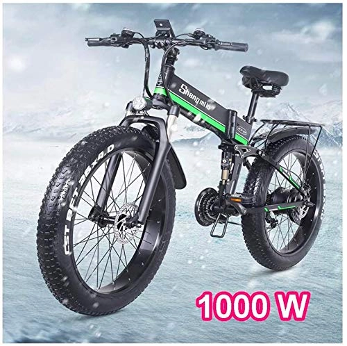Electric Bike : Electric Bike Electric Mountain Bike 48V 1000W Electric Bike 12.8AH 26x4.0 Inch Fat Tire 21speed Electric Bikes Foldable for Adult Female / Male for Outdoor Cycling Work Out for the jungle trails, the s