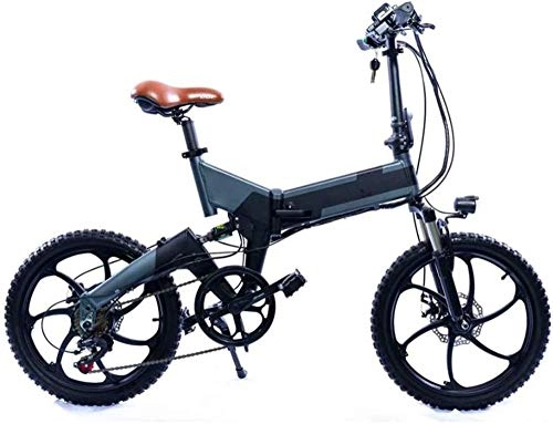 Electric Bike : Electric Bike Electric Mountain Bike Adult 20 Inch Foldable Mountain Electric Bike, 7 Speed With ABS Electric Bicycle, 350W Motor / 36V 8AH Lithium Battery, Magnesium Alloy Integrated Wheels for the jun