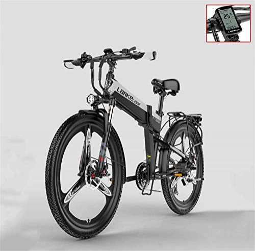 Electric Bike : Electric Bike Electric Mountain Bike Adult 26 Inch Electric Mountain Bike, 48V Lithium Battery Electric Bicycle, With anti-theft alarm / fixed-speed cruise / 5-gear assist for the jungle trails, the snow,