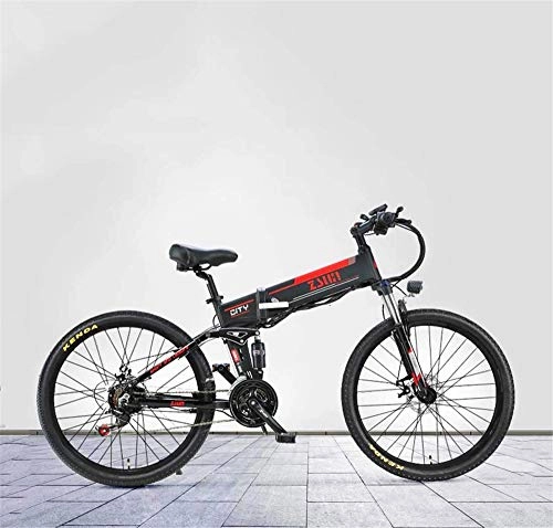 Electric Bike : Electric Bike Electric Mountain Bike Adult 26 Inch Foldable Electric Mountain Bike, 48V Lithium Battery, Aluminum Alloy Frame, 21 Speed With GPS Anti-Theft Positioning System for the jungle trails, th
