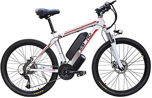 Electric Bike : Electric Bike Electric Mountain Bike Adult Electric Mountain Bike, Aluminum Alloy Wheels 350W Motor 26 Inch City Cruiser Electric Bike 21 Speed Removable Battery with USB Charging for the jungle trail