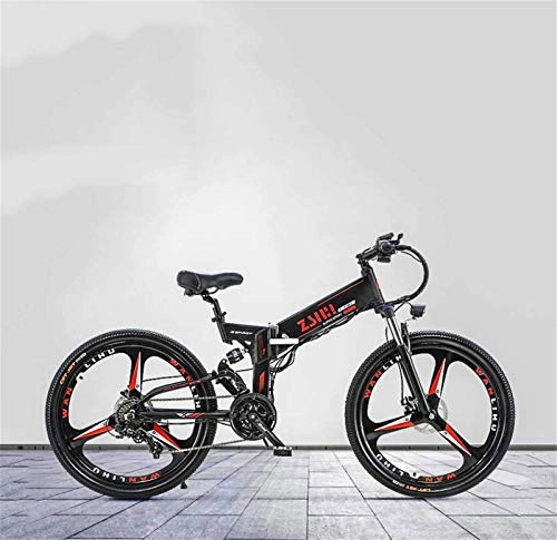 Electric Bike : Electric Bike Electric Mountain Bike Adult Electric Mountain Bike, With 48V Lithium Battery and Oil Disc Brake, Aluminum Alloy Foldable Multi-Link Suspension, 26 Inch Magnesium Alloy Wheels for the ju