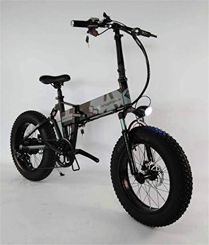 Electric Bike : Electric Bike Electric Mountain Bike Adult Mens Folding Electric Mountain Bike, Aluminum Alloy Snow E-Bikes, 48V 10AH Lithium Battery for, 7 Speed Student Electric Bicycle, 20 Inch Wheels for the jung
