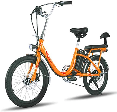 Electric Bike : Electric Bike Electric Mountain Bike City Electric Bike for Adults, 20 inch Mini Electric Bike 7 Speed Transmission Gears 48V 8Ah Battery Commute Ebike with Rear Seat Dual Disc Brakes, Orange for the j