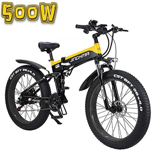 Electric Bike : Electric Bike Electric Mountain Bike Electric Bicycle, 26-Inch Folding 13AH Lithium Battery Snow Bike, LCD Display and LED Headlights, 4.0 Fat Tires, 48V500W Soft Tail Bicycle Lithium Battery Beach Cr