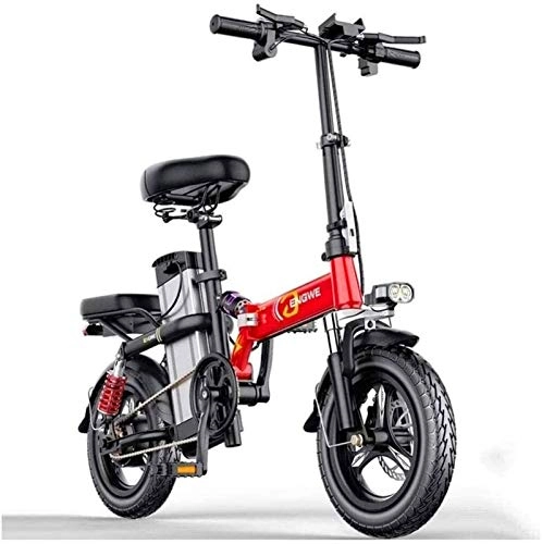 Electric Bike : Electric Bike Electric Mountain Bike Electric Bicycle Electric Bicycles 14 Inches Portable Folding High Speed Brushless Motor Three Riding Modes with Removable 48V Lithium-Ion Battery Front LED Light