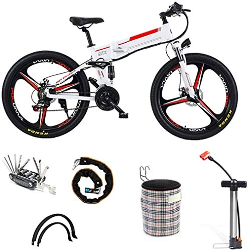 Electric Bike : Electric Bike Electric Mountain Bike Electric Bike Electric Mountain Bike 350W Ebike 26'' Electric Bicycle, 20KM / H Adults Ebike with Removable 48V / 12Ah Battery, Professional 21 Speed Gears, White for t