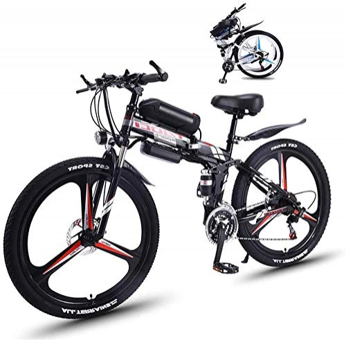 Electric Bike : Electric Bike Electric Mountain Bike Electric Bike Folding Electric Mountain 350W Foldaway Sport City Assisted Electric Bicycle with 26" Super Lightweight Magnesium Alloy Integrated Wheel, Full Suspen