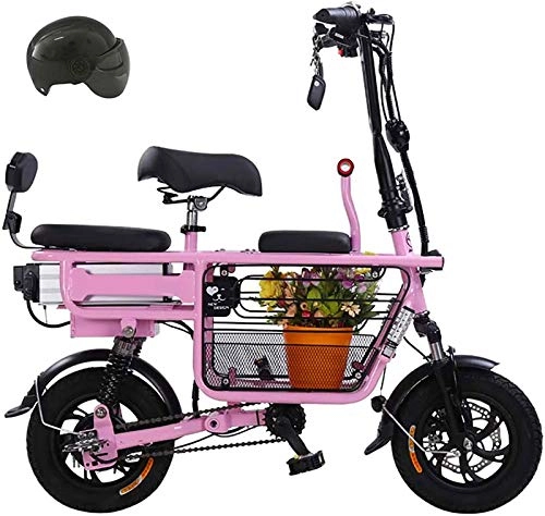 Electric Bike : Electric Bike Electric Mountain Bike Electric Bike for Parent-child with 48V 8A Lithium Battery E-bikes with Baby Seat and Large Storage Basket Electric Scooter with Double Shock Absorption and Anti-t