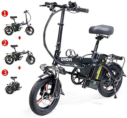 Electric Bike : Electric Bike Electric Mountain Bike Electric Bike Urban Commuter Folding E-Bike Adult Lightweight Bicycle, Adjustable Lightweight Alloy Frame Foldable E-Bike with LCD Screen, 400W Motor, for Teens Me