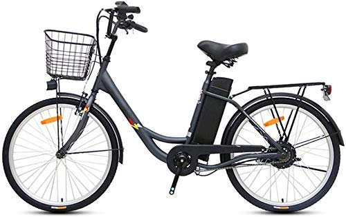 Electric Bike : Electric Bike Electric Mountain Bike Electric Bikes for Adults, 24 Inch Electric Bicycle 250W 36V 10Ah Removable Lithium Battery City Bike Suitable for 155-185cm People with Basket for the jungle trai