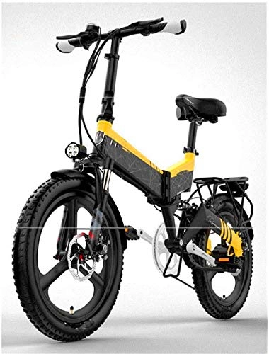 Electric Bike : Electric Bike Electric Mountain Bike Electric Folding Bicycle, 20'' Adult City Electric Mountain Bike 48V Removable Battery with Anti-Theft System Dual Disc Brakes Double Front And Rear Suspension Uni