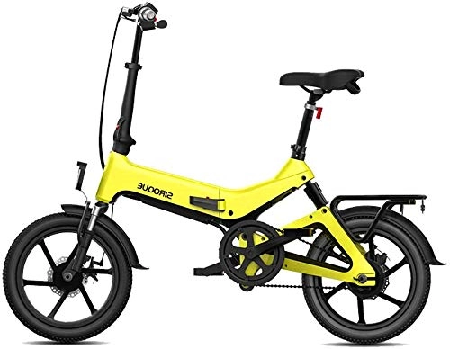Electric Bike : Electric Bike Electric Mountain Bike Electric Folding Bike 16" With 36V 250W 7.8Ah Lithium-ion Battery, City Bicycle Booster 100KM for the jungle trails, the snow, the beach, the hi ( Color : Yellow )