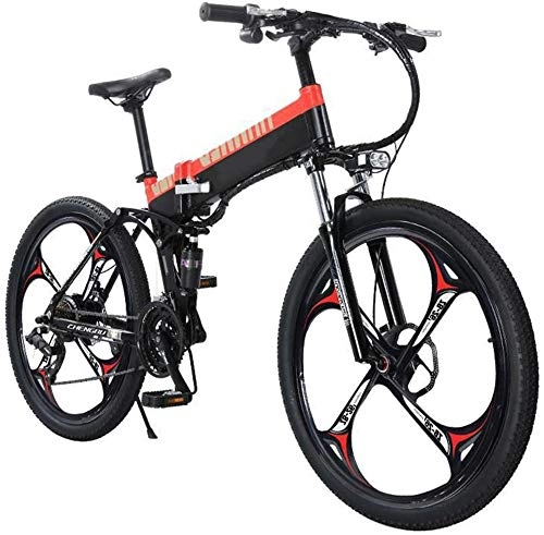 Electric Bike : Electric Bike Electric Mountain Bike Electric Folding Bike for Adults, Lightweight Aluminum Alloy Frame Mountain Cycling Bicycle, Max Load 120KG, Three Steps Folding, Eco-Friendly Bike for Outdoor Cyc