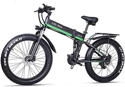 Electric Bike : Electric Bike Electric Mountain Bike Electric Snow Bike 48V Folding Mountain Bike with 26Inch 4.0 Fat Tire MTB 21 Speed E-Bike Pedal Assist Hydraulic Disc Brake for the jungle trails, the snow, the be