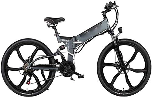 Electric Bike : Electric Bike Electric Mountain Bike Electric Snow Bike, Electric Bicycle Folding Transportation Electric Mountain Bike Double Disc Brake Shock Absorption Commuter Fitness Lithium Battery Beach Cruise