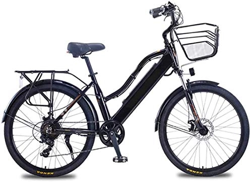 Electric Bike : Electric Bike Electric Mountain Bike Electric Snow Bike, Electric Bikes Bicycle, 36V10A Hidden Lithium Battery 26 Inch Tires Boost Bikes 7 Speed Adult Women Sports Outdoor Cycling, Black Lithium Batter