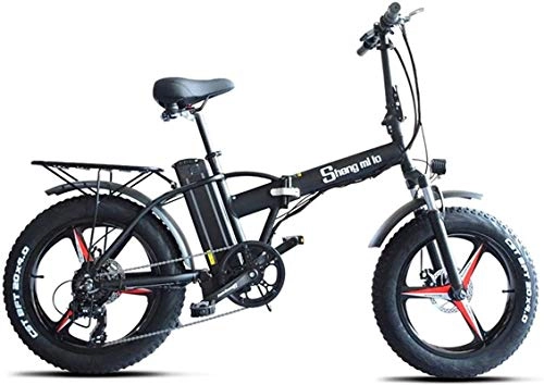 Electric Bike : Electric Bike Electric Mountain Bike Electric Snow Bike, Fast Electric Bikes for Adults 20 Inch Folding Electric Bike, Electric All Terrain Mountain Bicycle with LCD Display, 500W 48V 15AH Lithium Bat