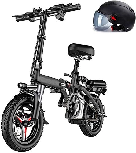 Electric Bike : Electric Bike Electric Mountain Bike Electric Snow Bike, Folding Electric Bike Ebike, 14'' Mountain Electric Bicycle with 48V Removable Lithium-Ion Battery, 250W Motor, Dual Disc Brakes, 3 Digital Adj