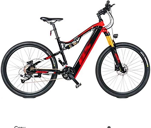 Electric Bike : Electric Bike Electric Mountain Bike Electric Snow Bike, Mountain Electric Bikes, 27.5inch wheel Adult Bicycle 27 speed Offroad Bike Sports Outdoor Lithium Battery Beach Cruiser for Adults (Color : Re