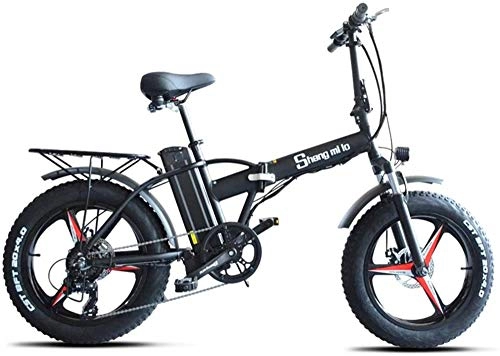 Electric Bike : Electric Bike Electric Mountain Bike Fast Electric Bikes for Adults 20 Inch Folding Electric Bike, Electric All Terrain Mountain Bicycle with LCD Display, 500W 48V 15AH Lithium Battery, Dual Disk Brak