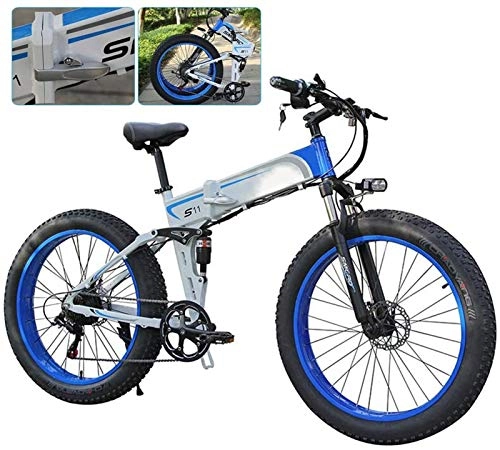 Electric Bike : Electric Bike Electric Mountain Bike Foldable Electric Bike Three Work Modes Lightweight Aluminum Alloy Folding Bicycles 350W 36V with Rear-Shock Absorber for Adults City Commuting for the jungle trai