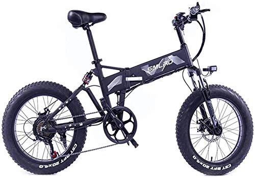 Electric Bike : Electric Bike Electric Mountain Bike Foldable Electric Bikes, 4.0 fat tire mountain Bike 7 speed aluminum alloy frame Double Disc Brake shock absorber Bicycle Adult for the jungle trails, the snow, th