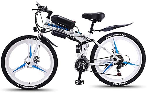 Electric Bike : Electric Bike Electric Mountain Bike, Folding 26-Inch Hybrid Bicycle / (36V8ah) 21 Speed 5 Speed Power System Mechanical Disc Brakes Lock, Front Fork Shock Absorption, Up To 35KM / H for Adults Snow / M