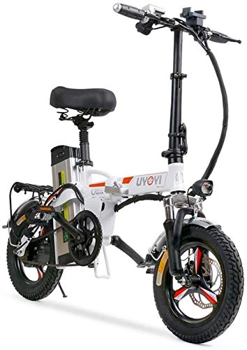 Electric Bike : Electric Bike Electric Mountain Bike Folding Electric Bike for Adults, 14" Lightweight Alloy Folding City Electric Bicycle / Commute Ebike with 400W Motor, Dual Disc Brakes, Eco-Friendly Bike for Urban