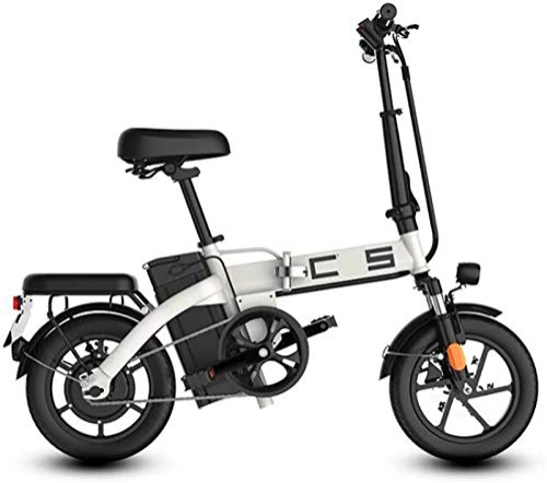 Electric Bike : Electric Bike Electric Mountain Bike Folding Electric Bike for Adults, 350W Motor 14 inch Urban Commuter E-bike, Max Speed 25km / h Super Lightweight 350W / 48V Removable Charging Lithium Battery, White, 11