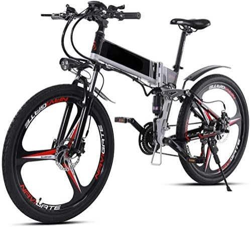Electric Bike : Electric Bike Electric Mountain Bike Folding Electric Bikes for Adults 350W Aluminum Alloy Mountain E-Bikes with 48V10ah Lithium Battery and GPS, Double Disc Brake 21 Speed Bicycle Max 40Km / H for the