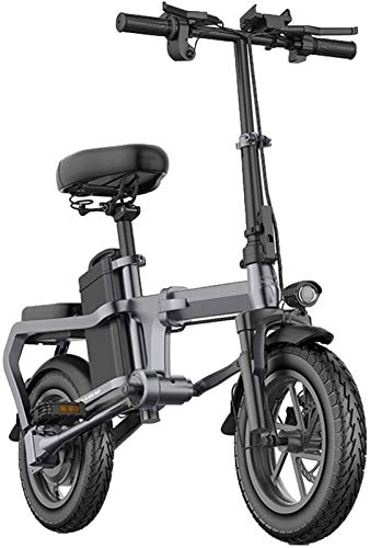 Electric Bike : Electric Bike Electric Mountain Bike Folding Electric Bikes for Adults Aluminum Alloy 14In City E-Bike with 48V Removable Large Capacity Lithium-Ion Battery without Chain Lightweight Mini Electric Bic