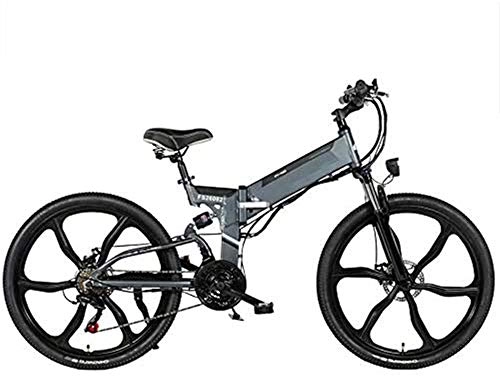 Electric Bike : Electric Bike Electric Mountain Bike Folding Electric Mountain Bike, 26'' Electric Bike E-Bike 21 Speed Gear And Three Working Modes. with Removable 48V 10 / 12.8AH Lithium-Ion Battery 350W Motor for th