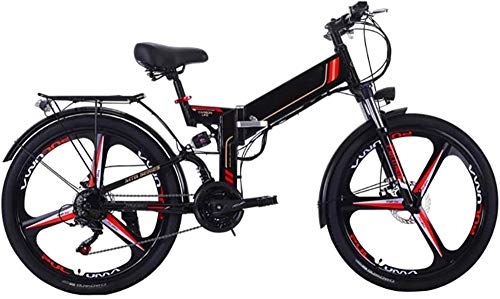 Electric Bike : Electric Bike Electric Mountain Bike Folding Electric Mountain Bike, 26" Electric Bike with 48V 8AH / 10AH Removable Lithium-Ion Battery, 300W Motor Foldable Mountain Electric Bike, Black for the jungle