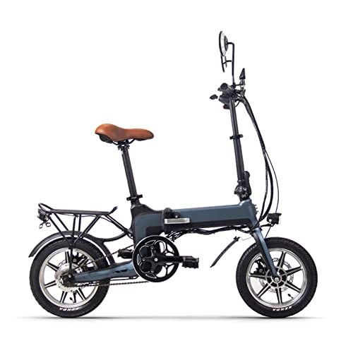 Electric Bike : Electric Bike Foldable for Adults 14 Inch Fat Tire Folding Electric Bike 36V 250W 10.2Ah Lithium Battery Ebike (Color : Blue)