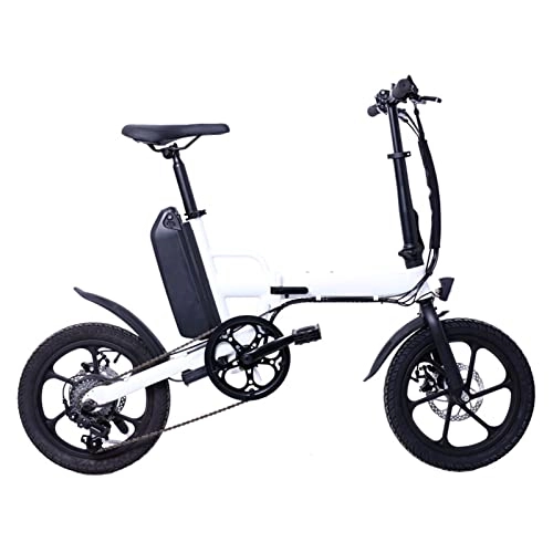 Electric Bike : Electric Bike Foldable for Adults 250W 16-Inch Variable-Speed Folding 15. 5 mph Electric Bicycle 36V13Ah Lithium Battery Ebike (Color : White)
