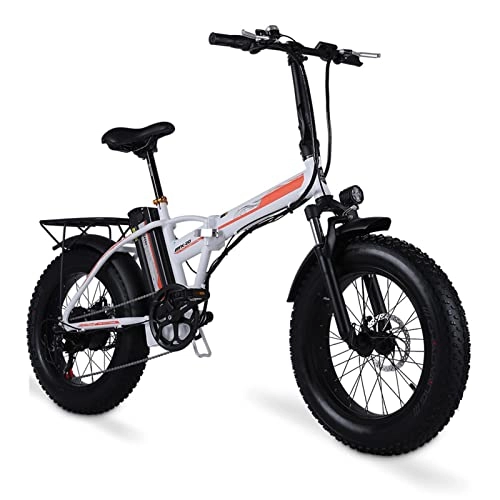 Electric Bike : Electric Bike Foldable for Adults 500W 4.0 Fat Tire Electric Beach Bicycle 48V Lithium Battery Folding Mens Women'S Ebike (Color : White)