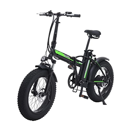 Electric Bike : Electric Bike Foldable for Adults 500w Electric Bike 20 Inch 4.0 Fat Tire Electric Bicycle 48v 15ah Lithium Battery 7 Speed E Bike (Color : Black)