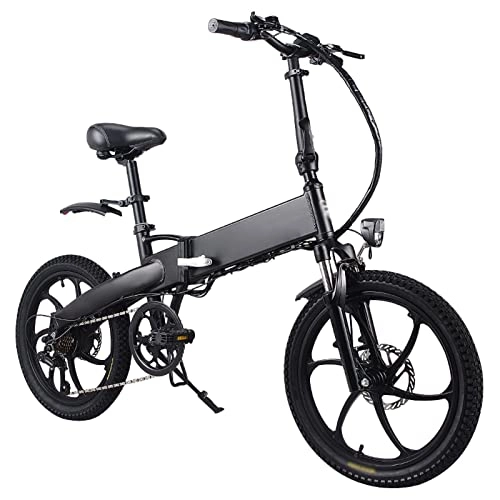 Electric Bike : Electric Bike Foldable for Adults Aluminum Alloy 20 Inch 48V 10Ah Folding Electric Bicycle With Lithium Hidden Battery for Travel E Bike (Color : Black)