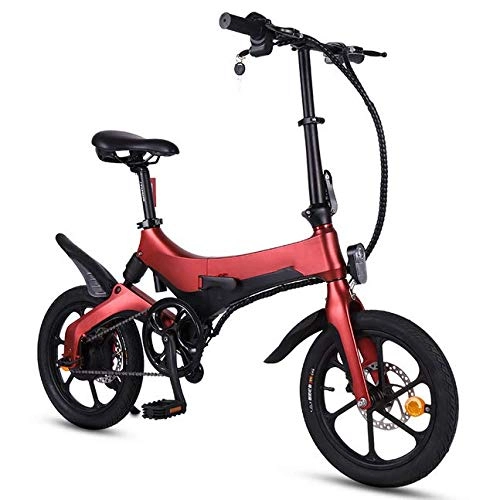 Electric Bike : Electric Bike Foldable Lightweight Electric Bike 250W 36V with 14inch Tire LCD Screen for Adults City Commuting, Red