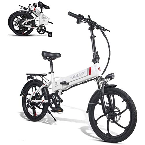 Electric Bike : Electric Bike Folding E-Bike - Electric Moped Bicycle with 48V 350W Motor Remote Control White