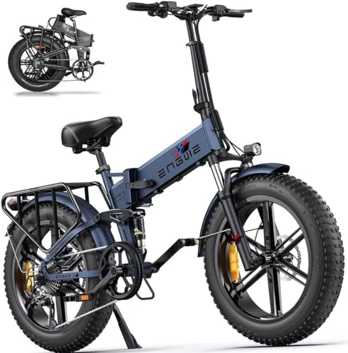 Electric Bike : Electric Bike Folding E-Bike for Adults, ENGINE Pro 20''*4.0 Fat Tire Electric Bicycle, 48V 16Ah Battery Range to 150km, Shimano 8-Gears All -Terrain