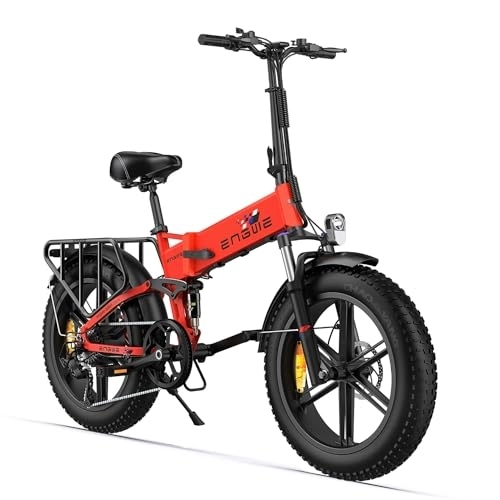Electric Bike : Electric Bike Folding E-Bike for Adults, ENGINE X 20"×4.0" With Thick Off-Road Tyres, 48V 13Ah Replaceable Lithium Battery Range Up To 120KM, 25KM / H 7-Speed Full Suspension Ebike