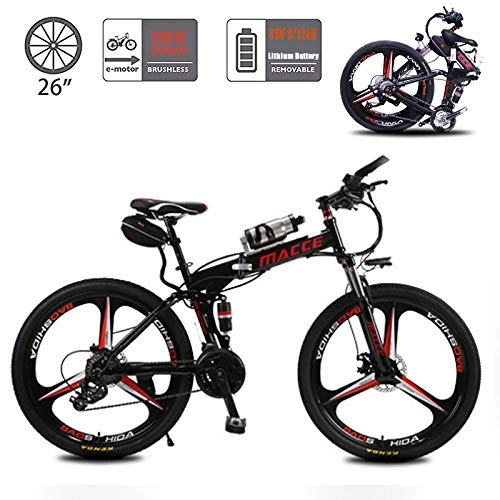 Electric Bike : Electric Bike, Folding E-Bike with 36V Removable Charging Lithium Battery / 21 Speed / 26Inch Super Lightweight, Urban Commuter Bicycle for Ault Men Women, Black