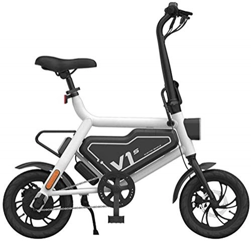 Electric Bike : Electric Bike Folding Electric Bicycle Lithium Battery Ultra Light Portable Mini Force Generation Driving Travel Battery Car Power Life Greater Than 60KM36V (Color : White)