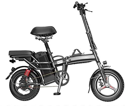 Electric Bike : Electric Bike Folding Electric Bike Ebike, 14'' Electric Bicycle with 48V Removable Lithium-Ion Battery, 250W Motor, Dual Disc Brakes, 3 Digital Adjustable Speed, Foldable Handle
